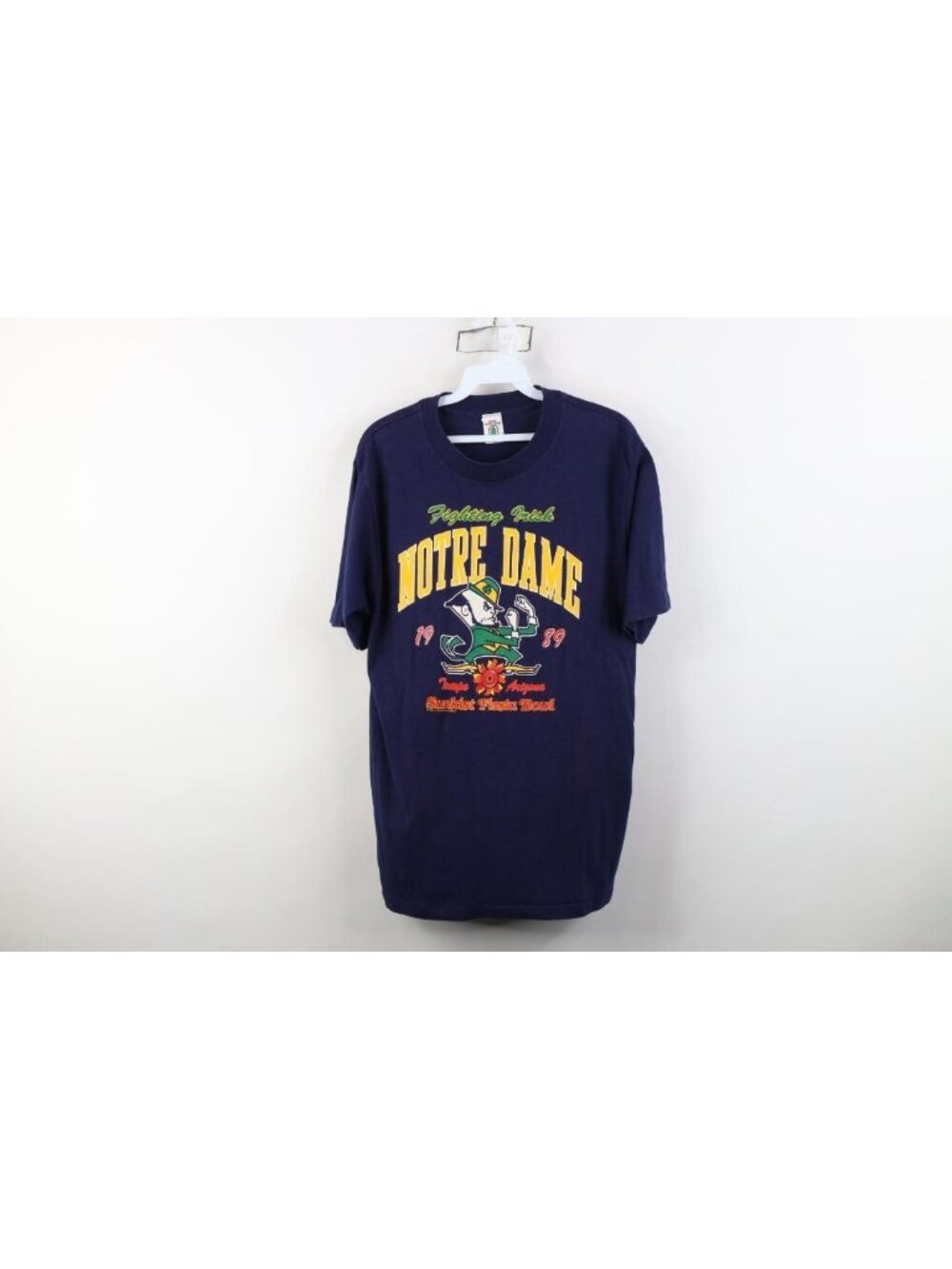 Vintage 80s Mens XL 1989 Fiesta Bowl Notre Dame University Football T-Shirt USA